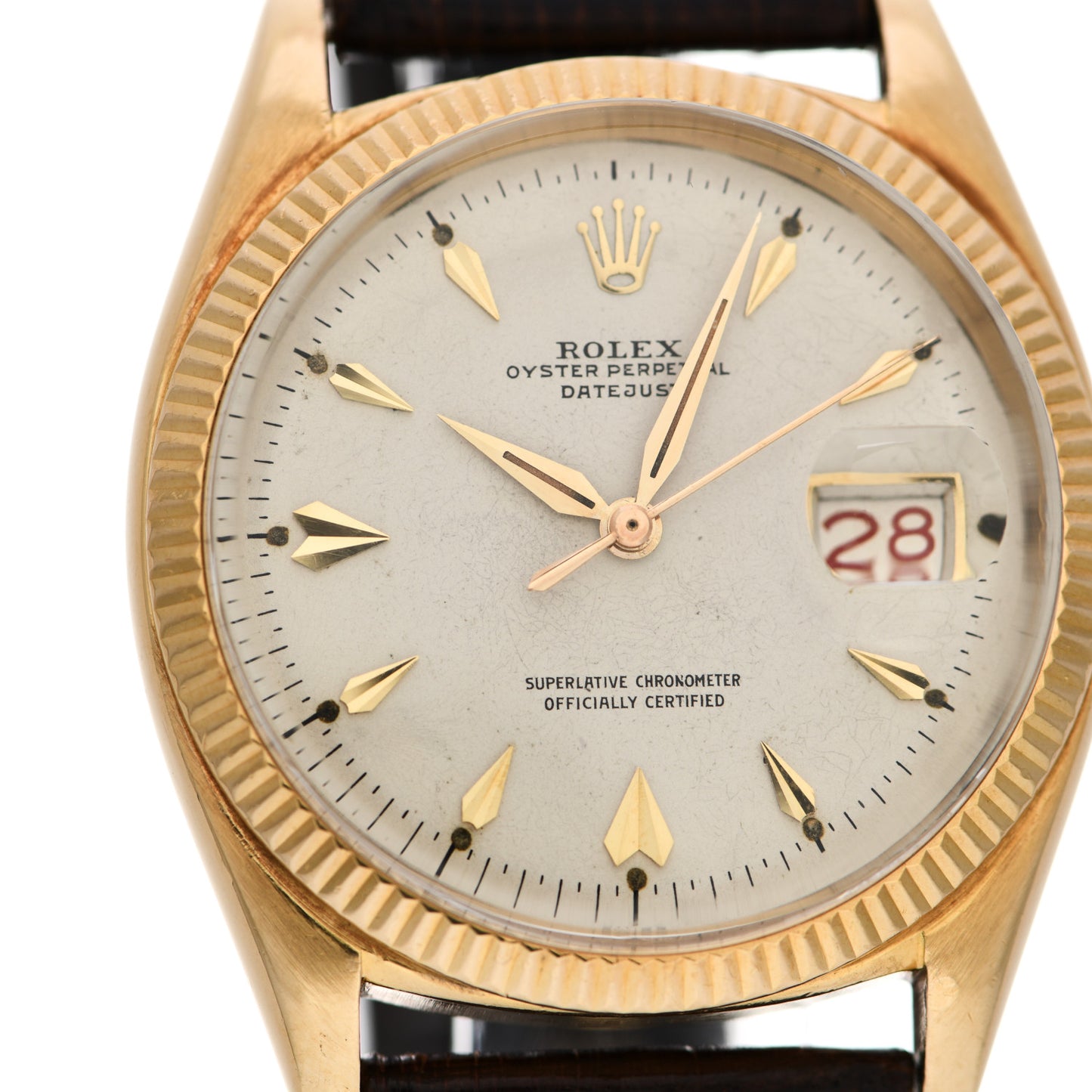 18K Yellow Gold Alligator 36mm Oyster Perpetual Datejust Watch 6605