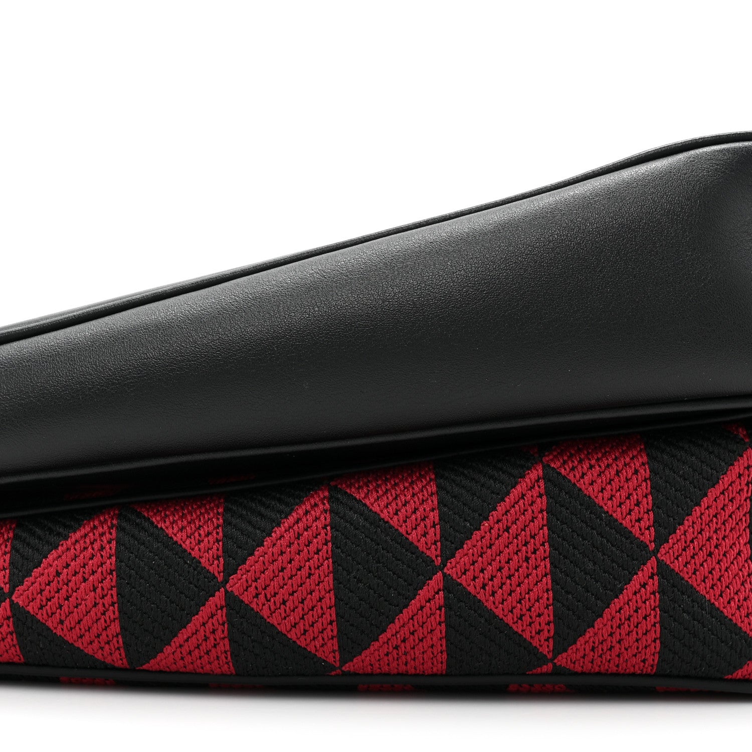 Prada Jacquard Calfskin Triangolo Symbole Embroidered Mini Triangle Double Bag Black Ciliegia 9 of 9