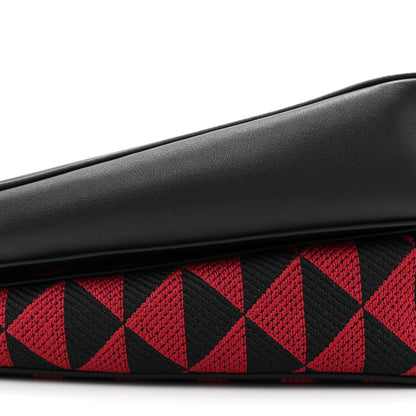 Prada Jacquard Calfskin Triangolo Symbole Embroidered Mini Triangle Double Bag Black Ciliegia 9 of 9