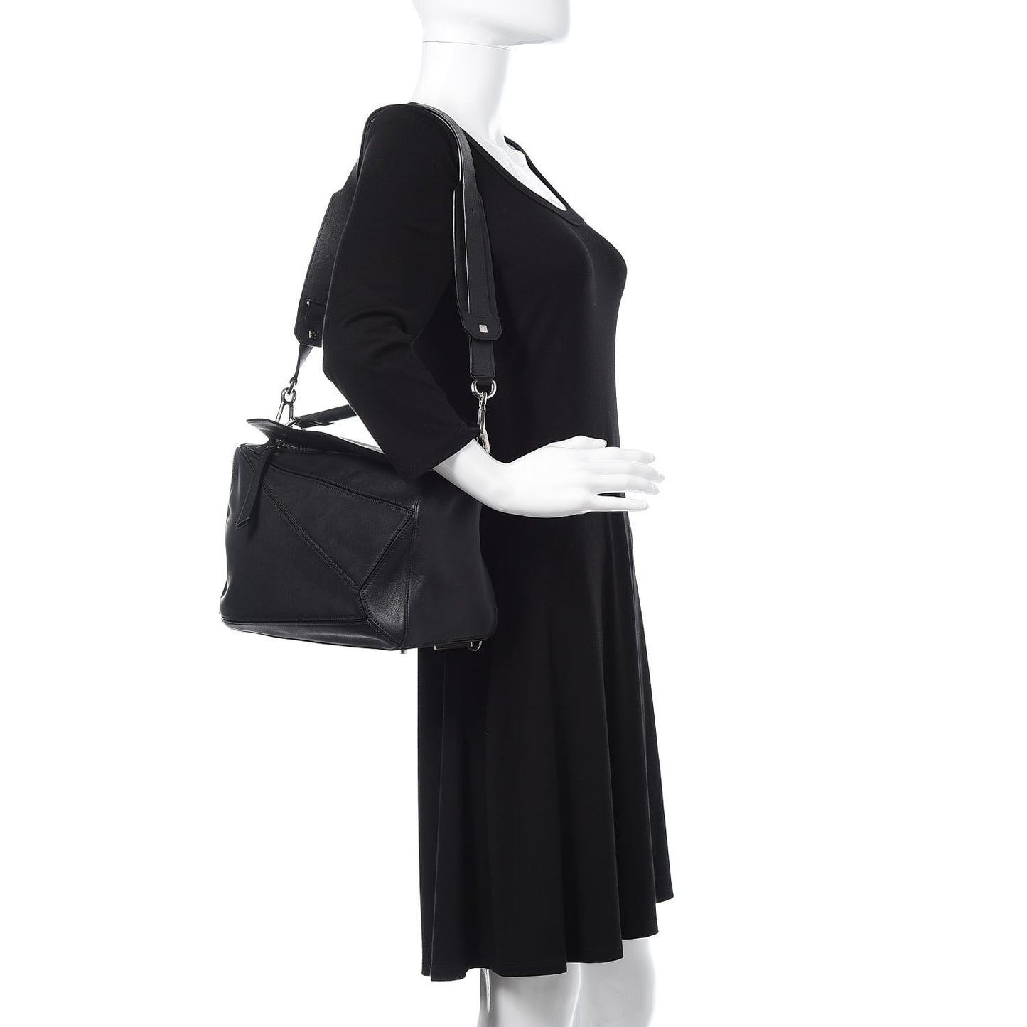 Calfskin Medium Puzzle Bag Black
