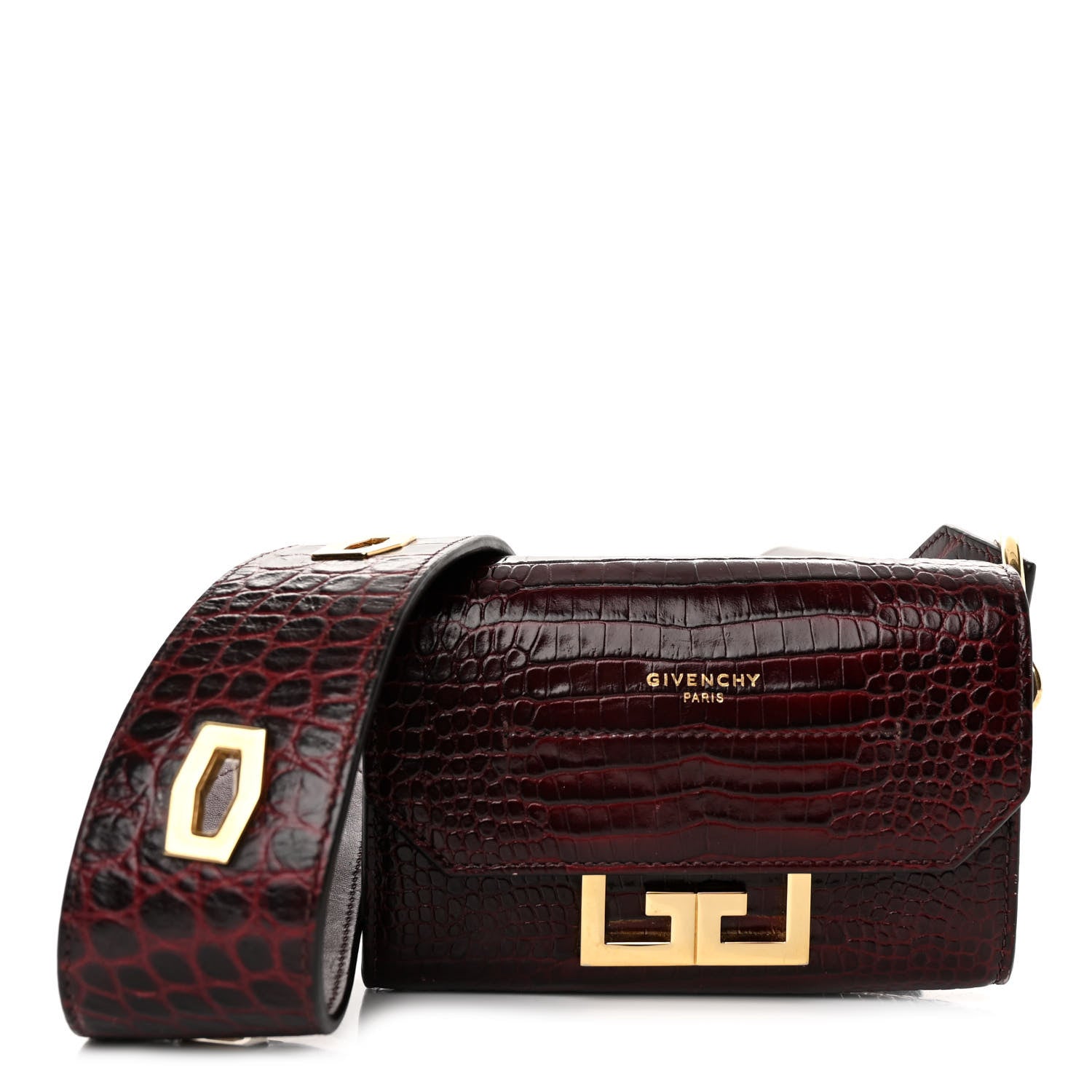 Givenchy Calfskin Crocodile Embossed Eden Bag Eggplant 1 of 11