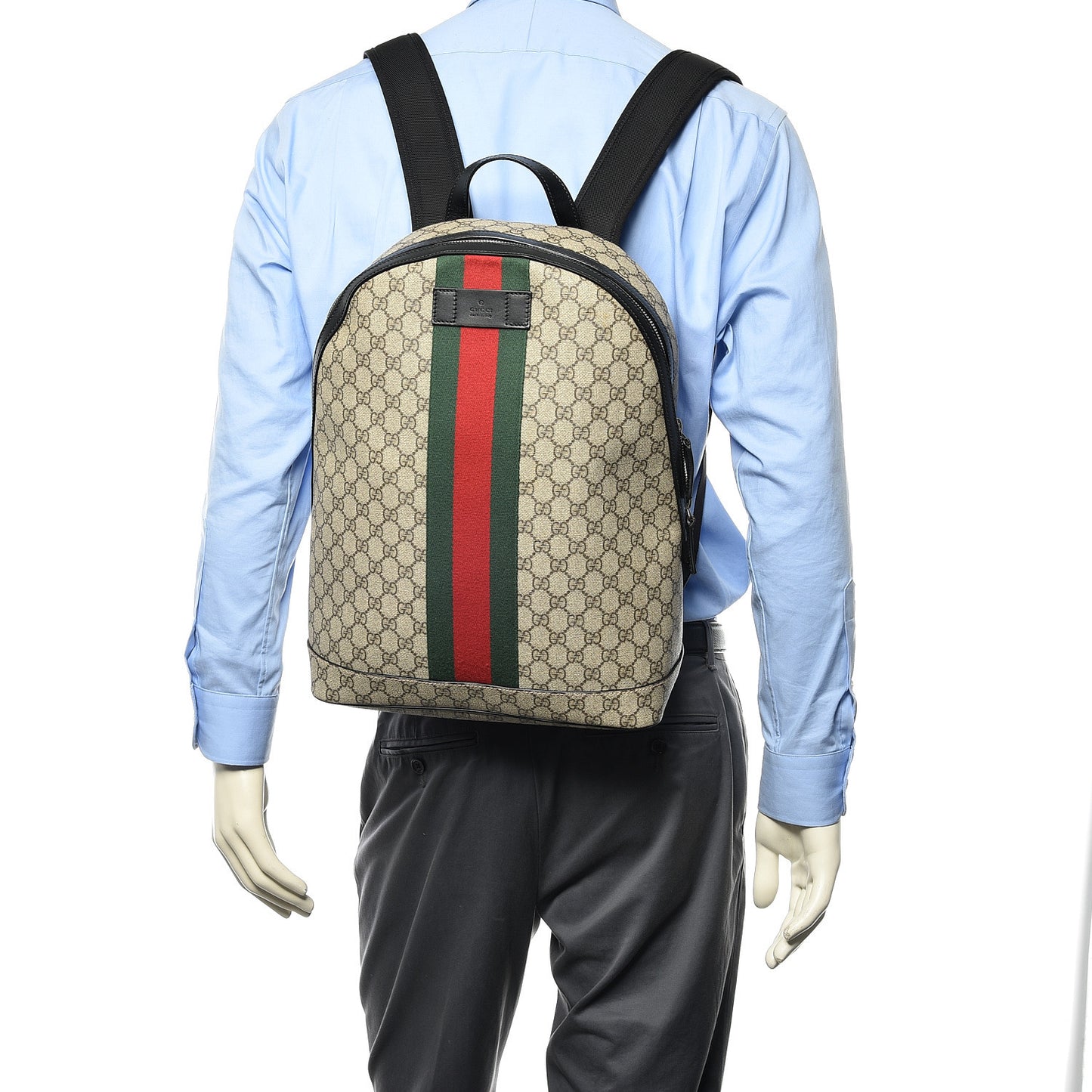 GG Supreme Monogram Web Dome Backpack Black