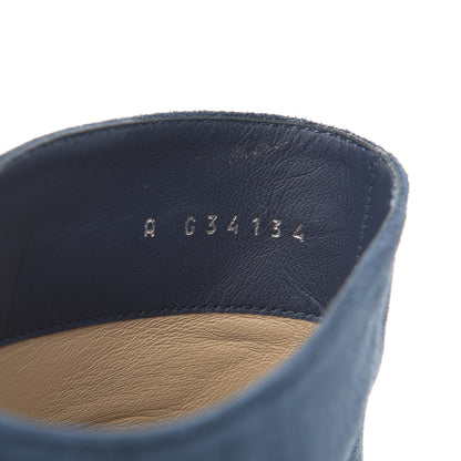 Chanel Suede Calfskin Satin Gabrielle Cap Toe Short Boots 38.5 Blue Black 7 of 10