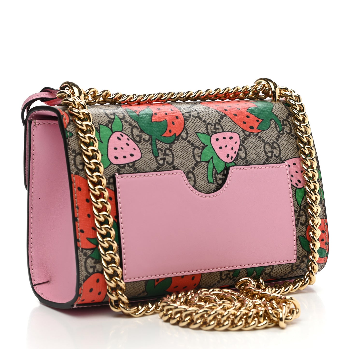 GG Supreme Monogram Strawberry Small Padlock Shoulder Bag