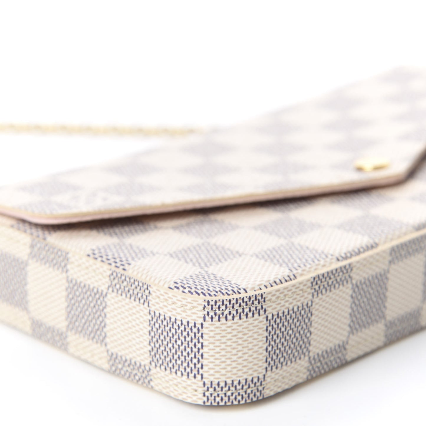 Damier Azur Pochette Felicie Chain Wallet Rose Ballerine