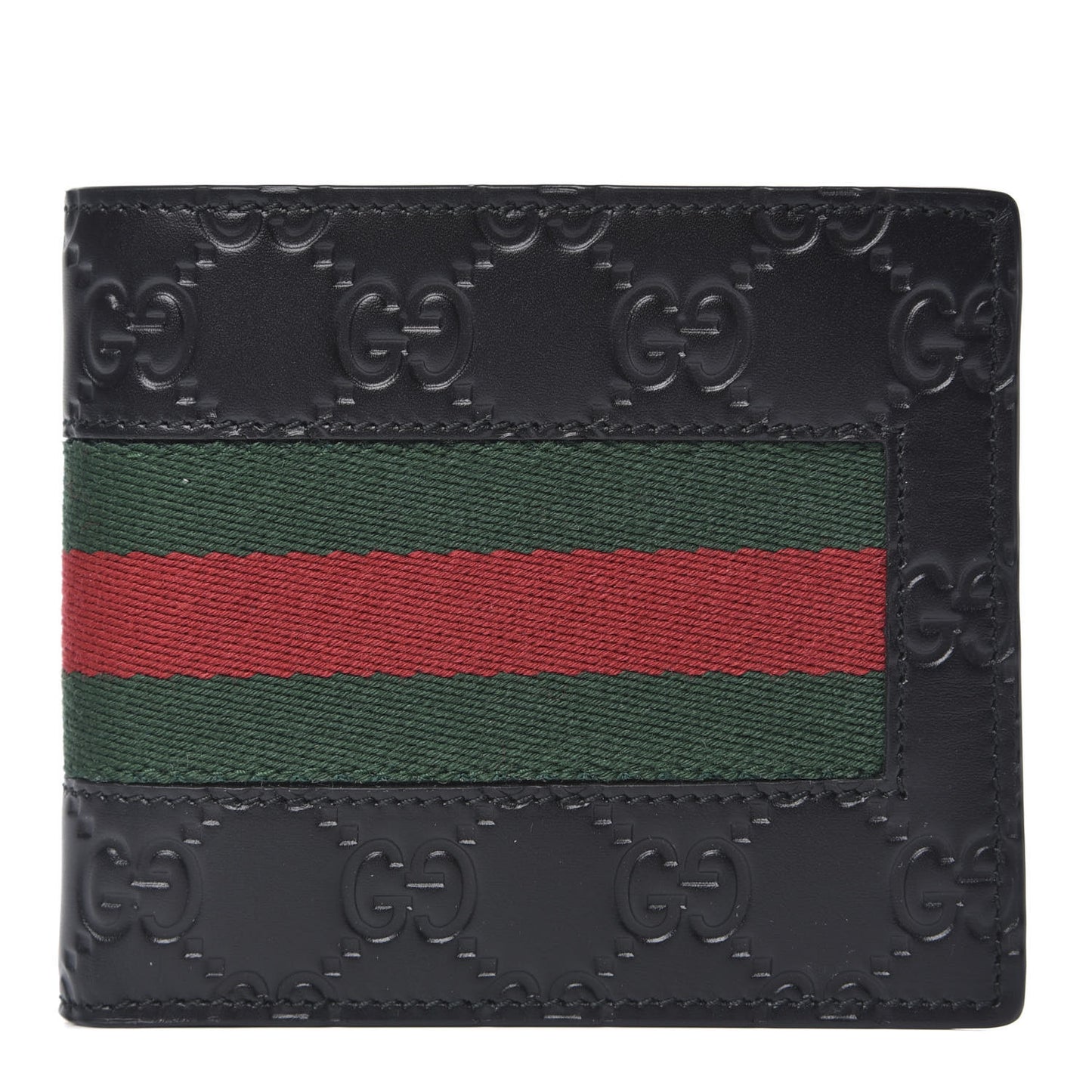 Guccissima Signature Web New Web Bi-Fold ID Wallet Black