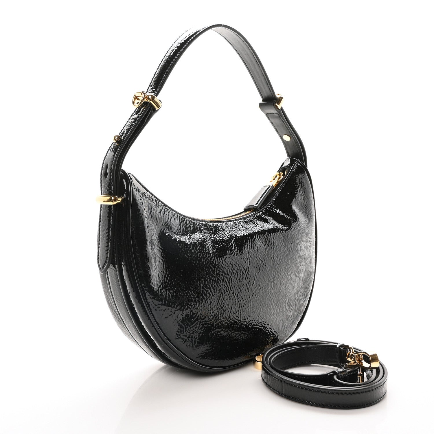 Prada Patent Naplak Arque Shoulder Bag Black 3 of 9