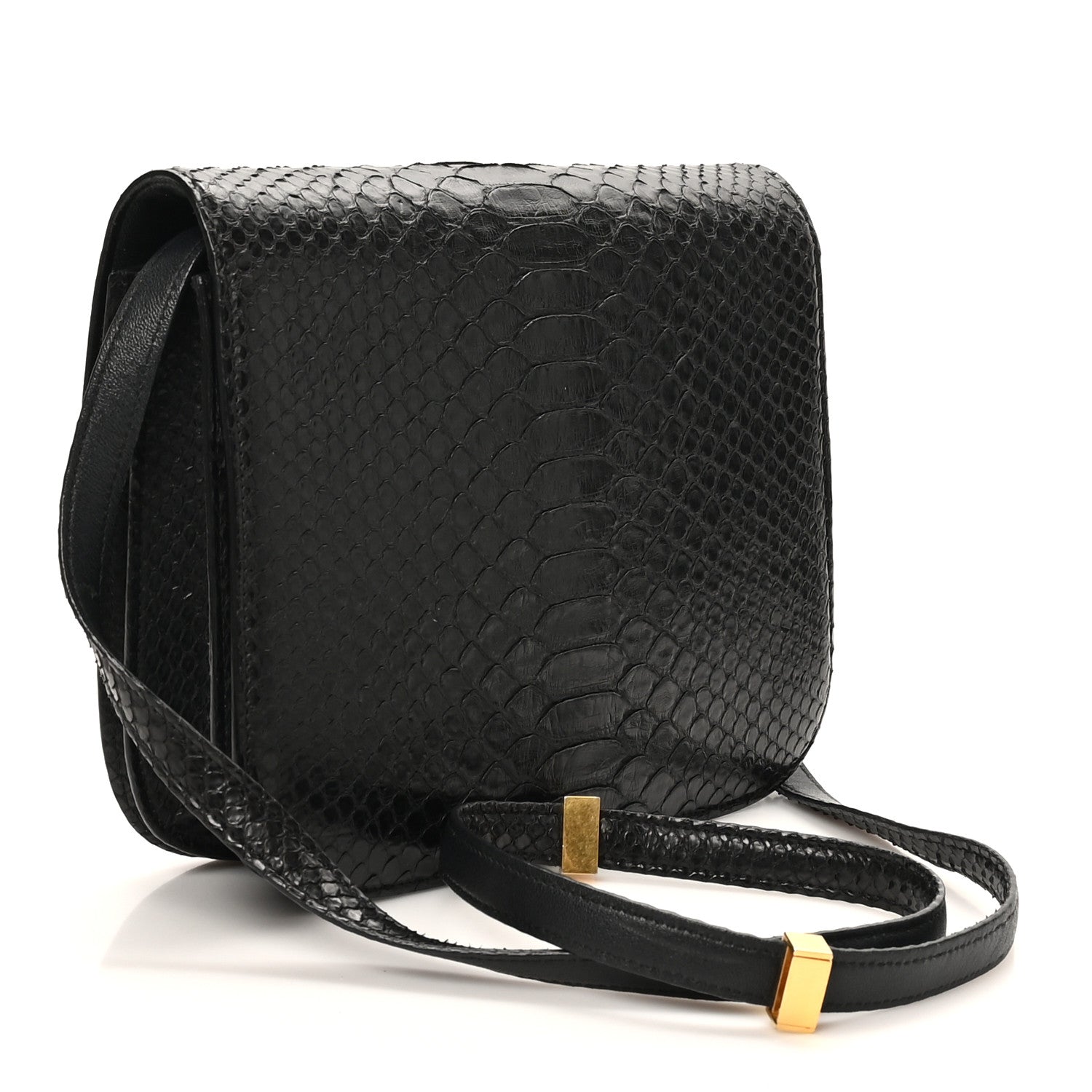 Celine Snakeskin Medium Classic Box Flap Bag Black 4 of 21