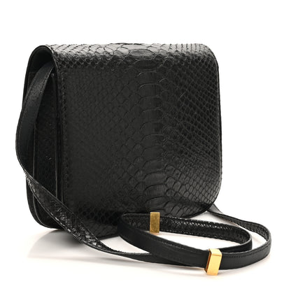 Celine Snakeskin Medium Classic Box Flap Bag Black 4 of 21