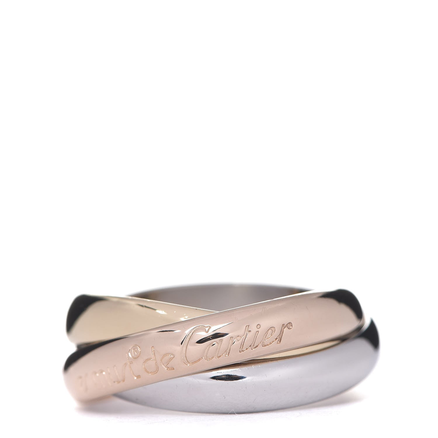 Cartier 18K Pink Yellow White Gold Classic Les Must De Trinity Ring 51 5.75 1 of 4