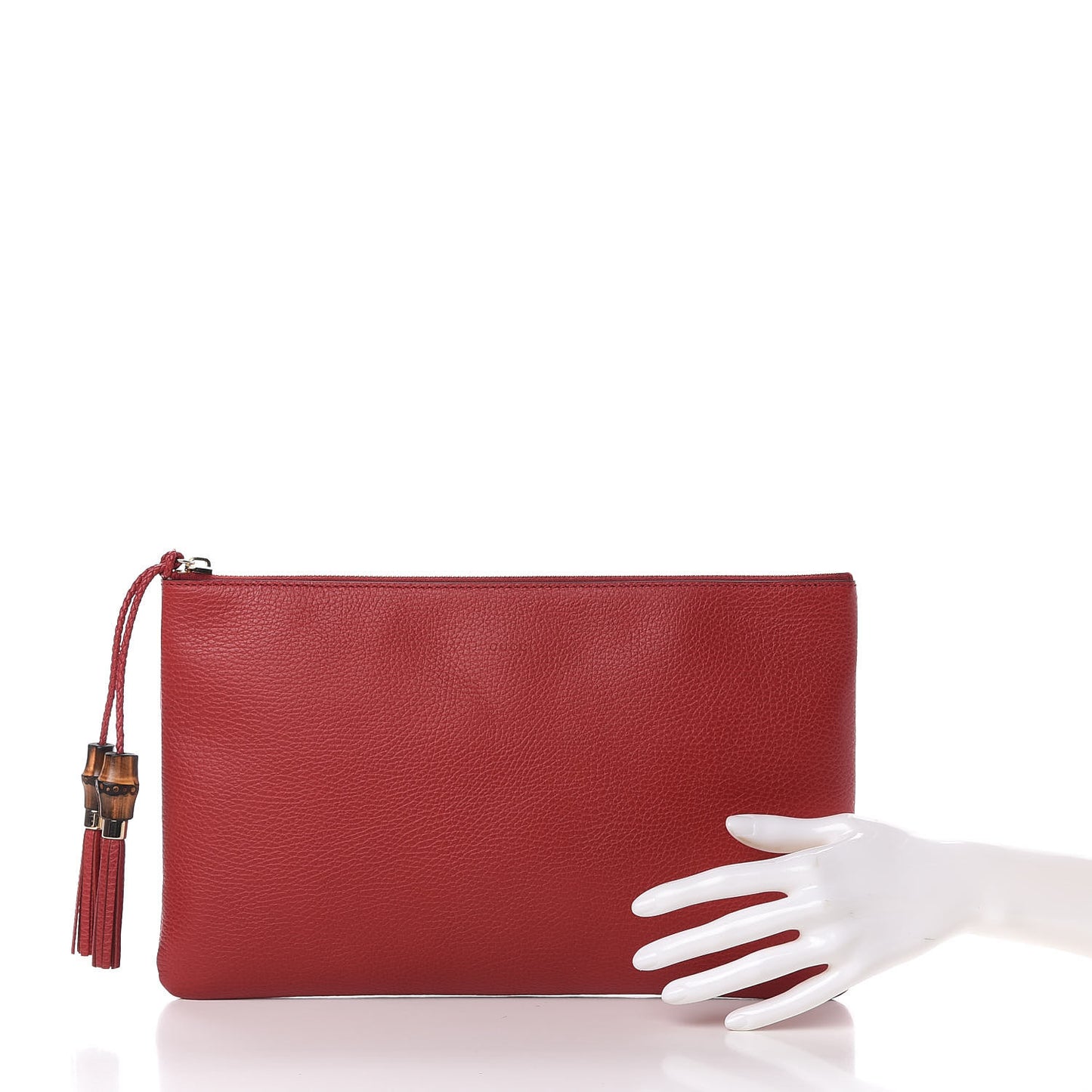 Calfskin Large Bamboo Clutch Red