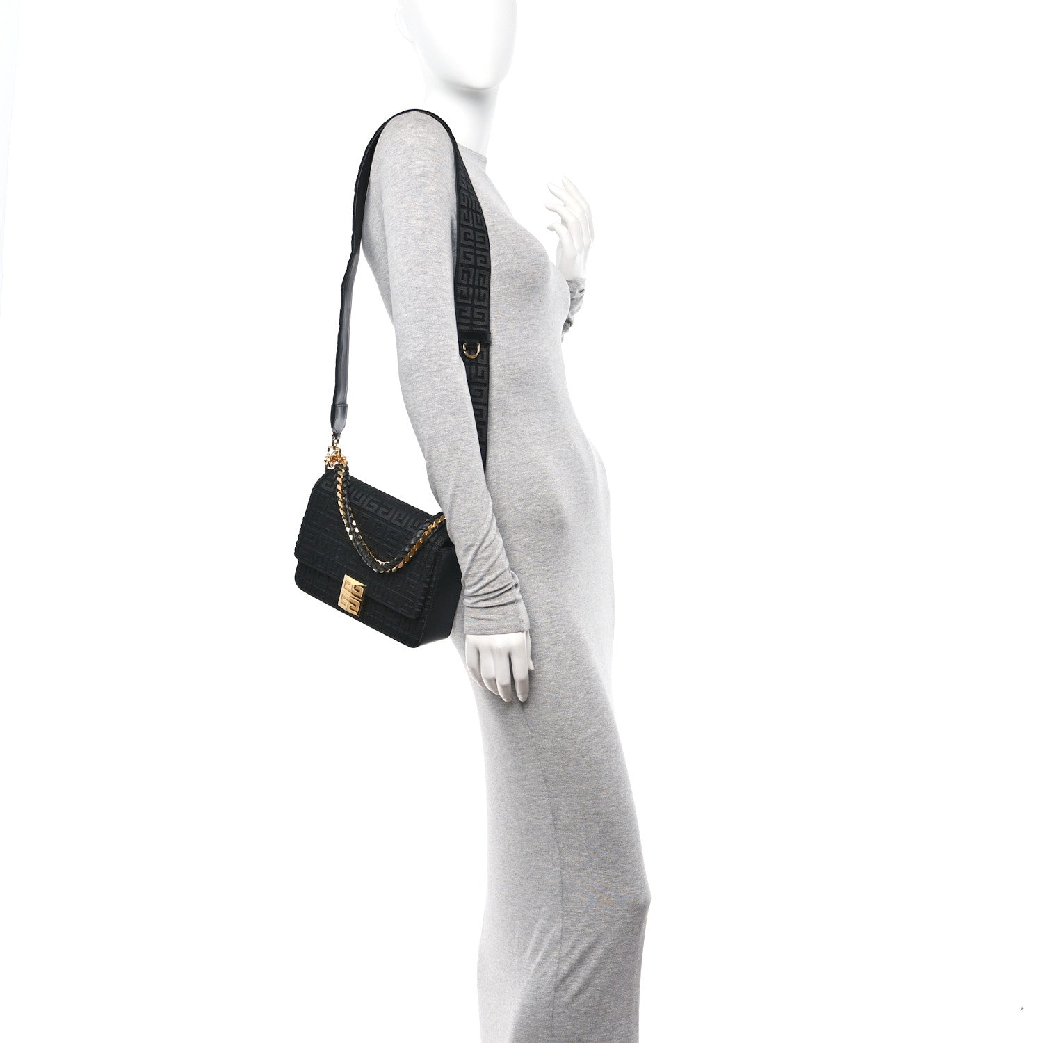Givenchy Canvas Woven Embroidered Medium 4G Bag With Chain Black 2 of 11