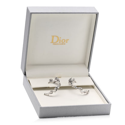 Christian Dior 18K White Gold Diamond Rose Bagatelle Hoop Earrings 5 of 5