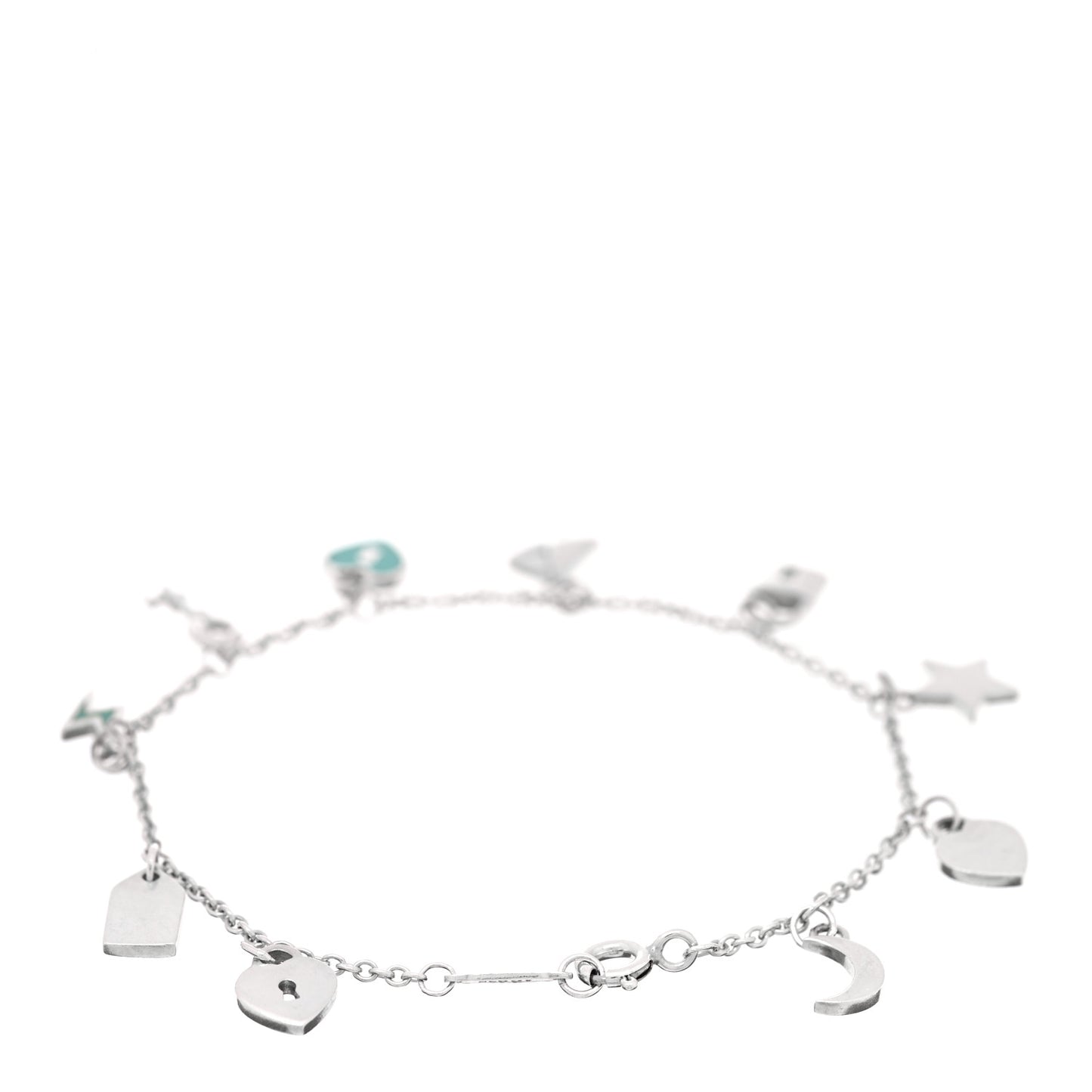 Sterling Silver Enamel Love Notes Charm Bracelet Blue