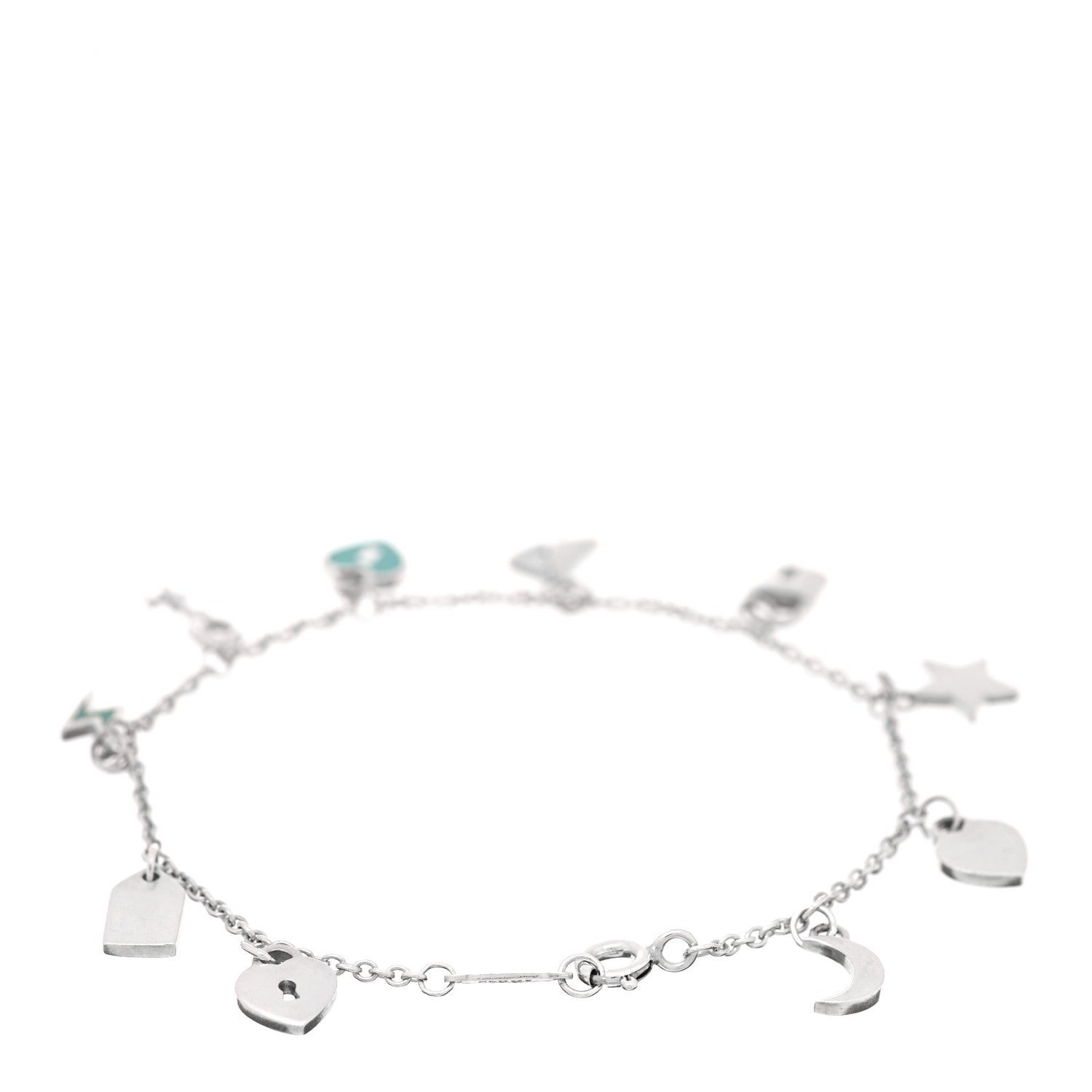 Tiffany Sterling Silver Enamel Love Notes Charm Bracelet Blue 2 of 4
