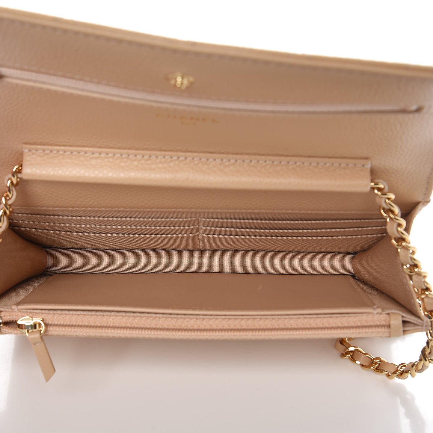 Caviar Quilted Wallet On Chain WOC Beige Clair