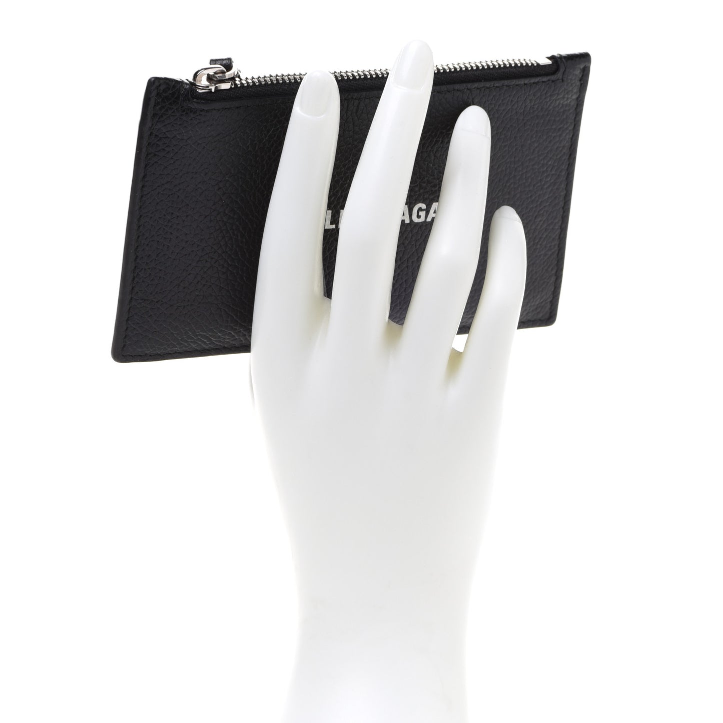 Grained Calfskin Logo Cash Long Coin Card Holder Black White