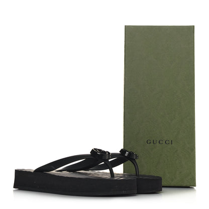Gucci Rubber Chevron Womens GG Thong Sandals 38 Black 11 of 11