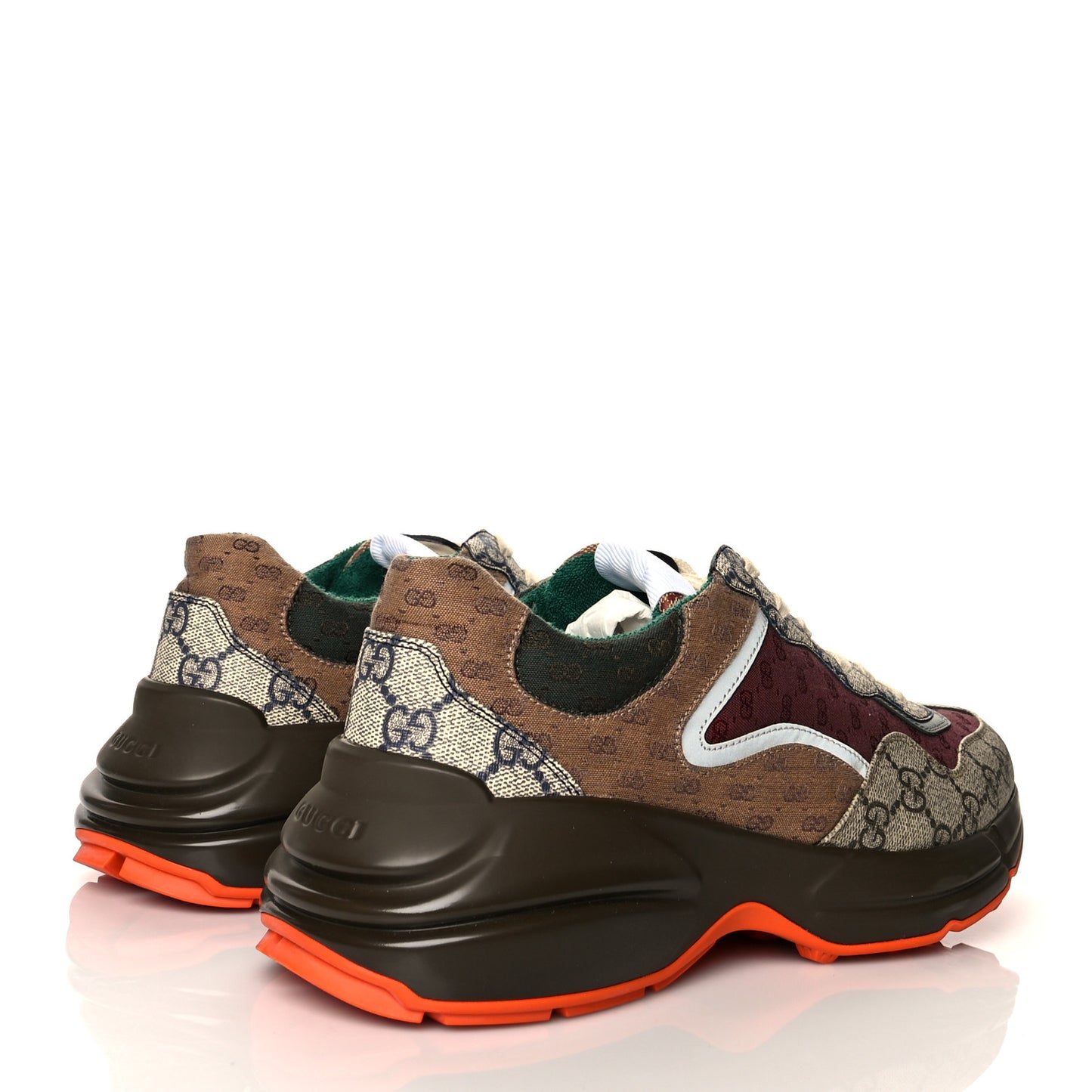 GG Supreme Monogram Mix Monogram Mens Rhyton Sneakers 7 Bordeaux Beige Ebony