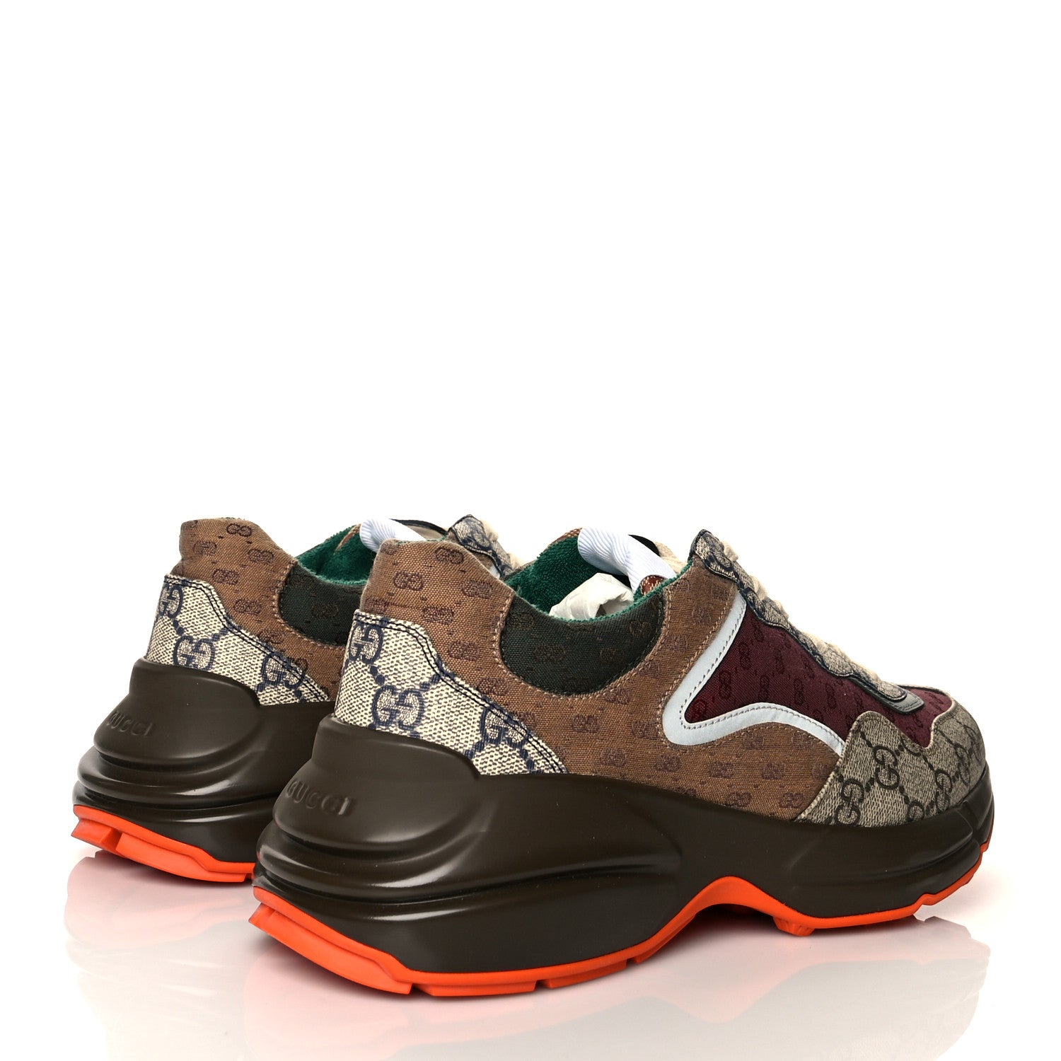 Gucci GG Supreme Monogram Mix Monogram Mens Rhyton Sneakers 7 Bordeaux Beige Ebony 4 of 9