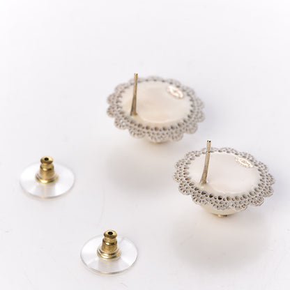 Chanel Pearl CC Lace Earrings Gold 4 of 5