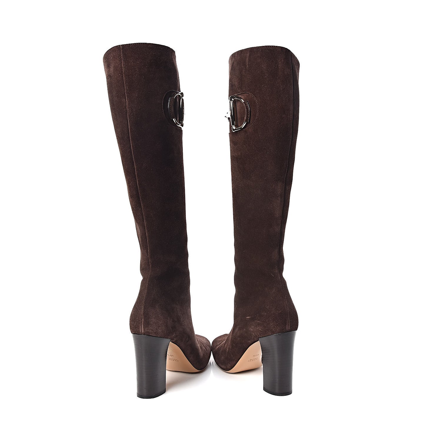 Suede Horsebit Knee High Boots 40.5 Brown