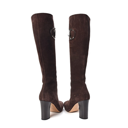 Gucci Suede Horsebit Knee High Boots 40.5 Brown 6 of 11