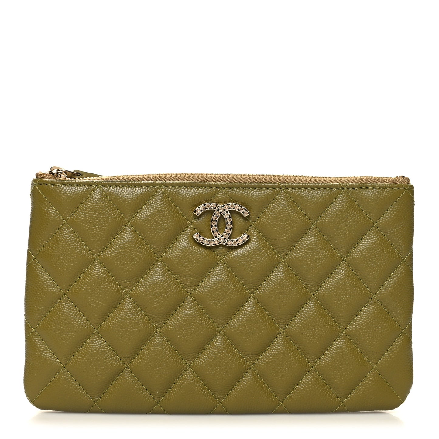 Caviar Crystal Quilted Coco Candy Cosmetic Case Green