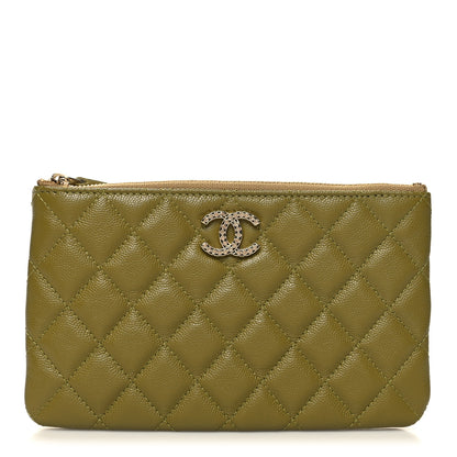 Chanel Caviar Crystal Quilted Coco Candy Cosmetic Case Green 1 of 11
