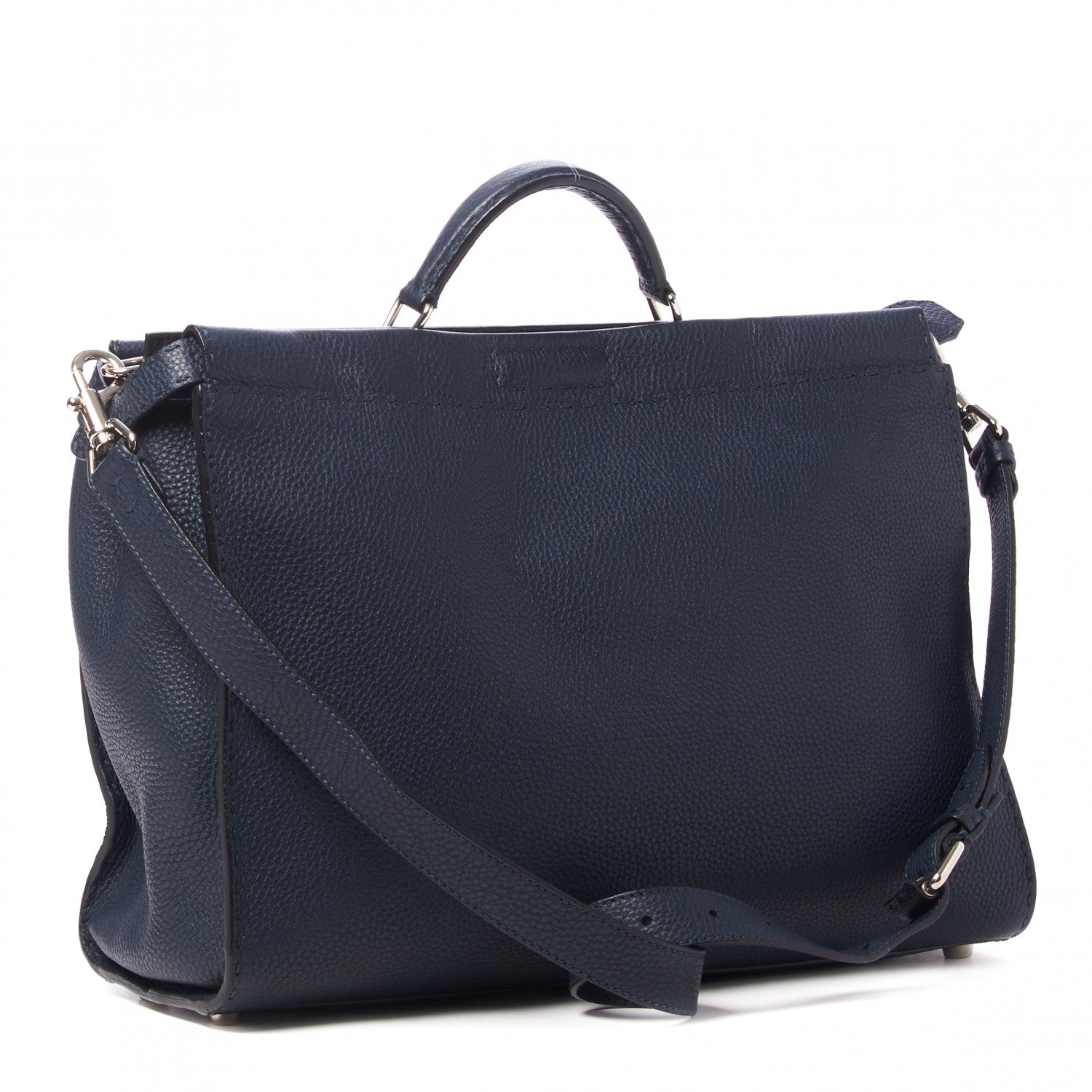 Fendi Cuoio Romano Selleria Bi-Color Large Mens Peekaboo Iconic Essential Satchel Lavagna Black 2 of 9