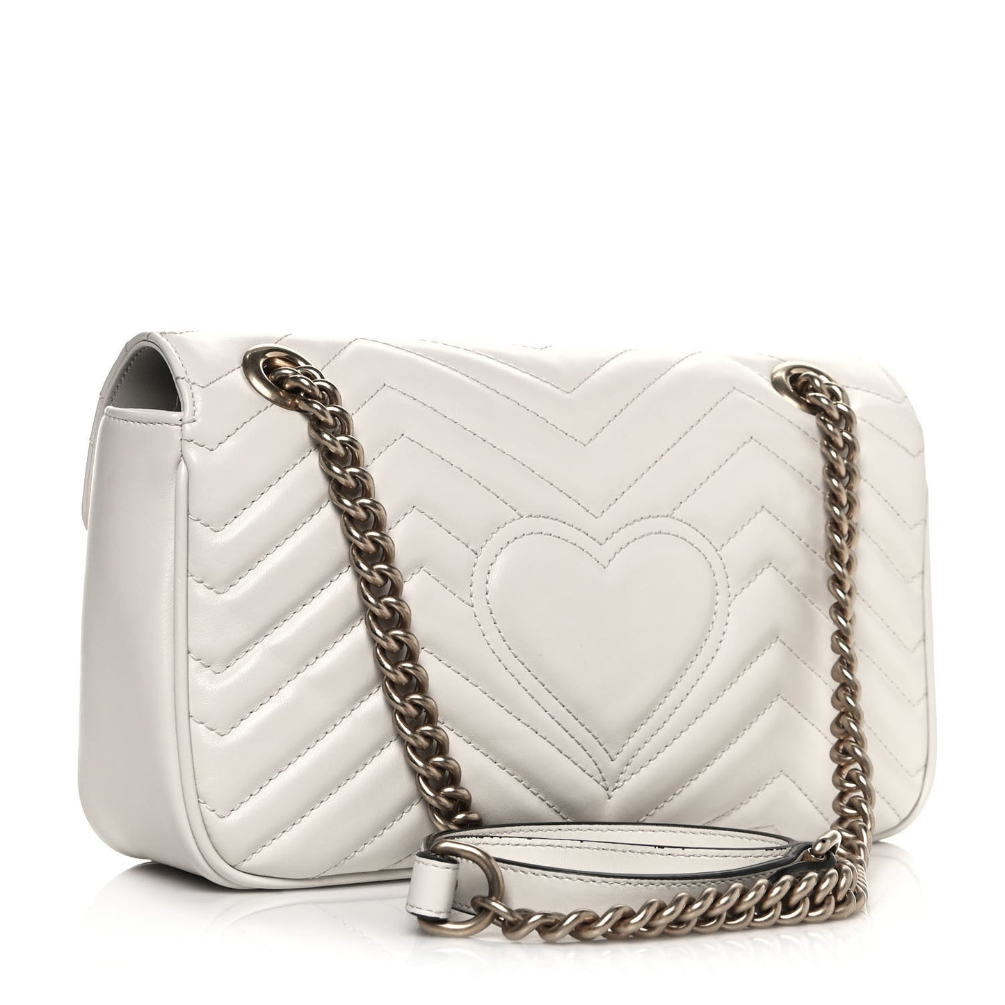 Calfskin Matelasse Small GG Marmont Shoulder Bag White