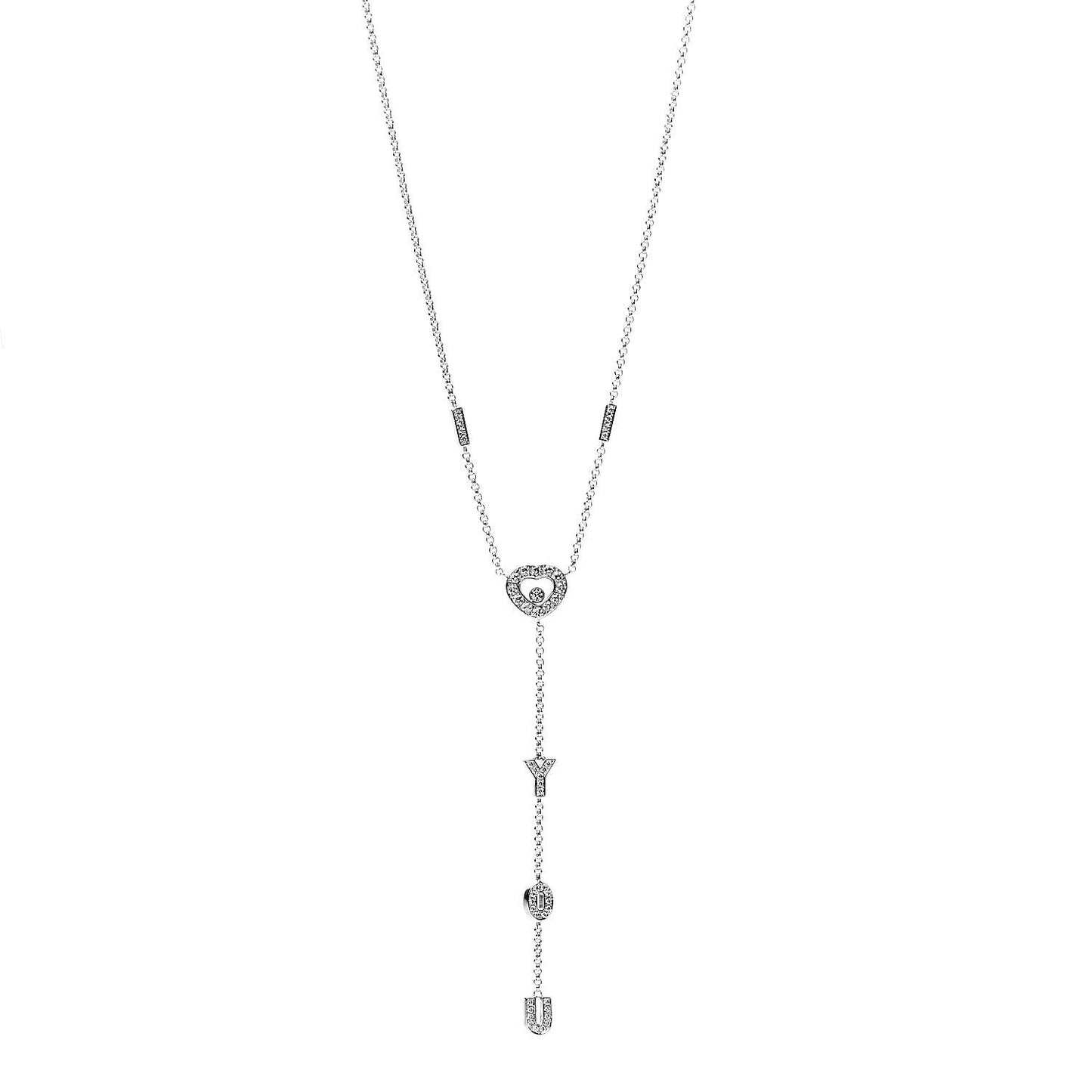 18K White Gold Diamond I Love You Pendant Necklace