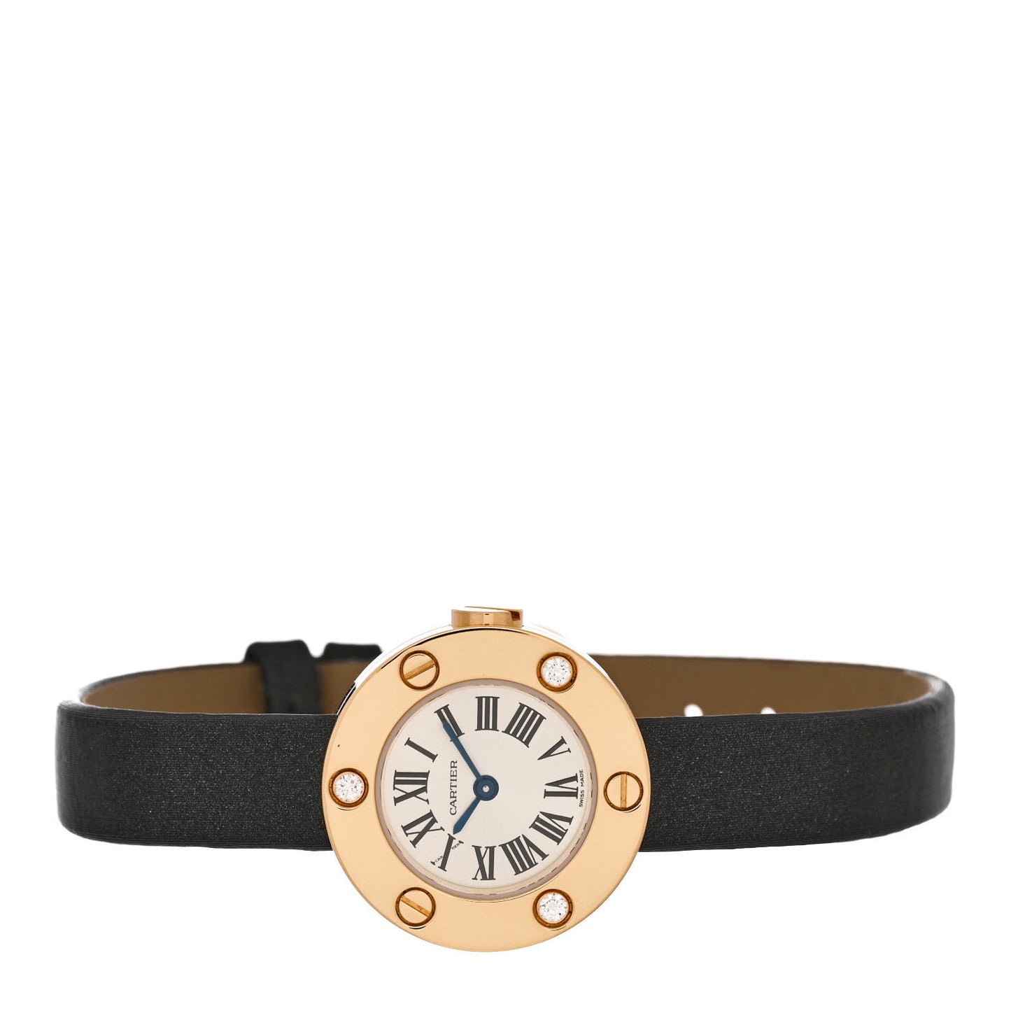 18K Yellow Gold Satin Diamond 23mm Love Quartz Watch