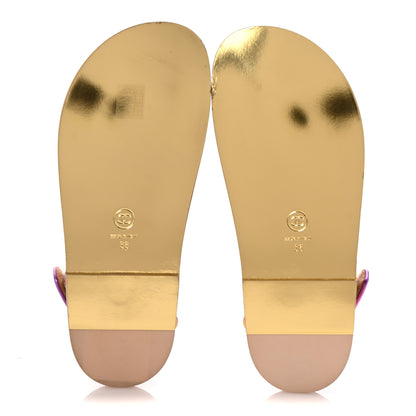 Chanel Metallic Laminated Calfskin Crystal Star CC Velcro Dad Sandals 38 Gold Multicolor 6 of 9