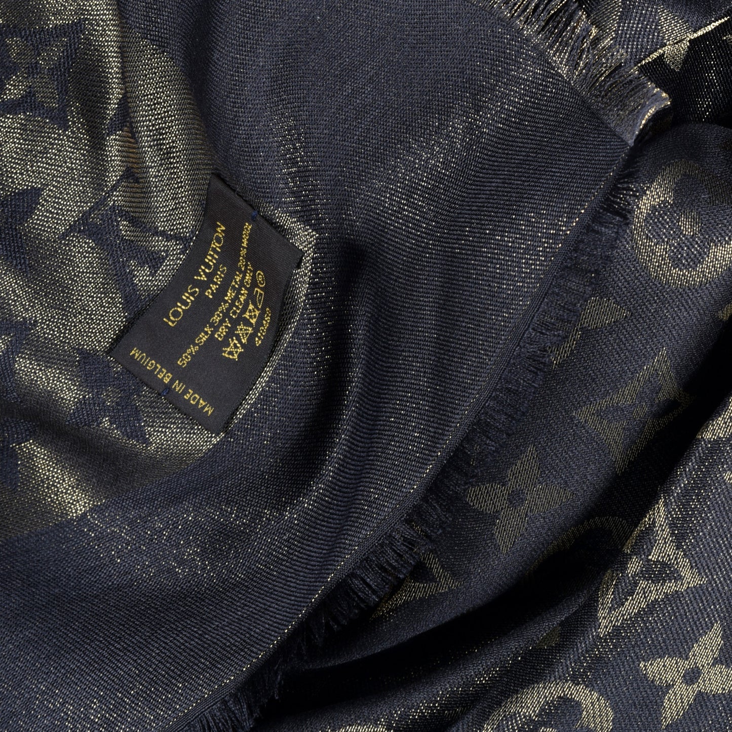 Silk Lurex Wool So Shine Monogram Shawl Black