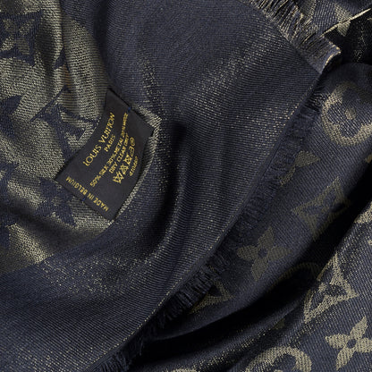 Louis Vuitton Silk Lurex Wool So Shine Monogram Shawl Black 3 of 3