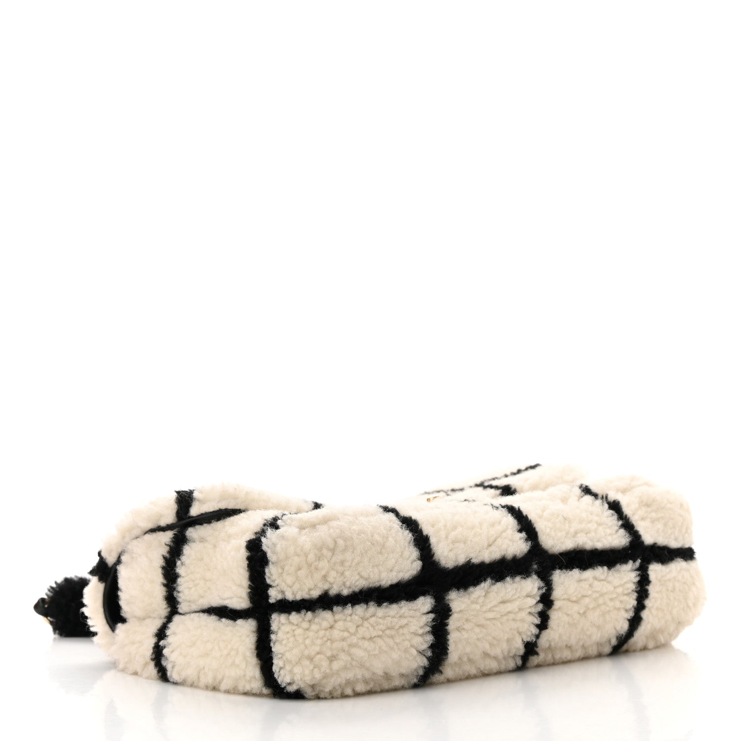 Chanel Shearling Lambskin Large Fluffy Tartan Single Flap White Black 4 of 13