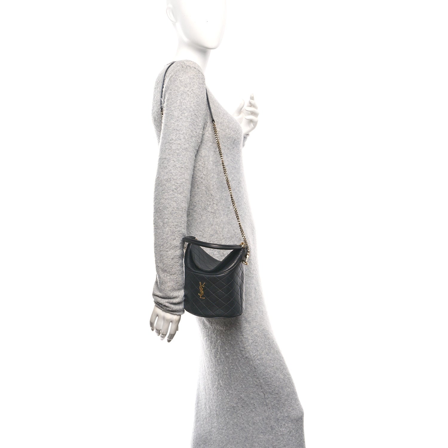 Saint Laurent Lambskin Gabby Mini Bucket Bag Black 2 of 12