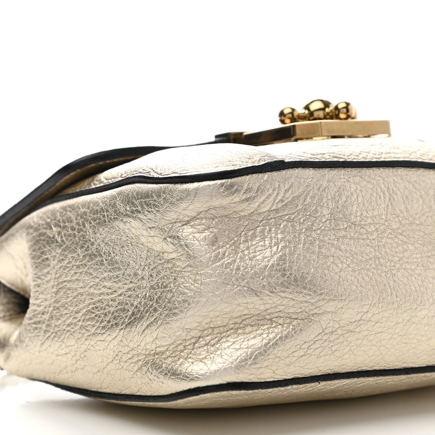 Chloe Metallic Grained Calfskin Small Elsie Shoulder Bag Light Gold 12 of 13