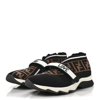 Fendi Stretch Yarn FF Stiff Band Rockoko Sneakers 39 Black White Tobacco 3 of 9