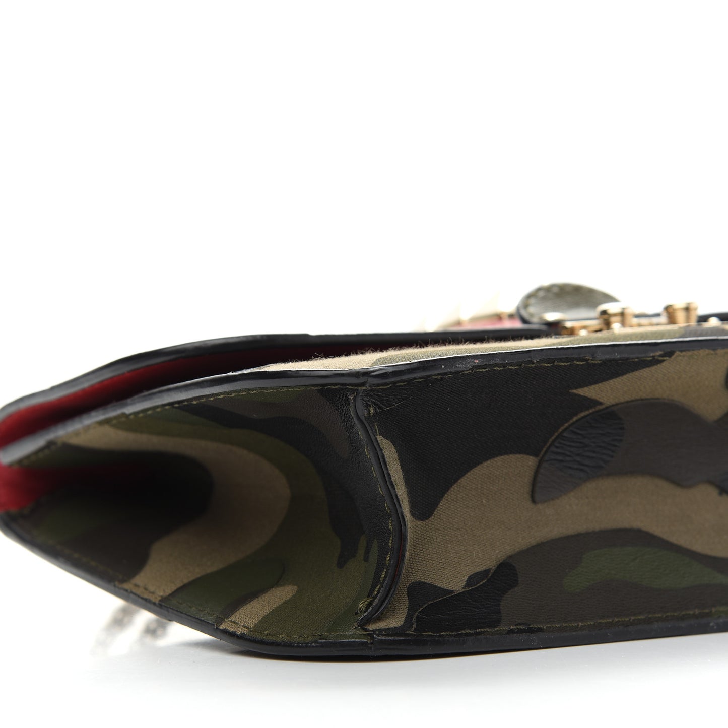 Nappa Canvas Camouflage Medium Glam Lock Rockstud Flap Verde