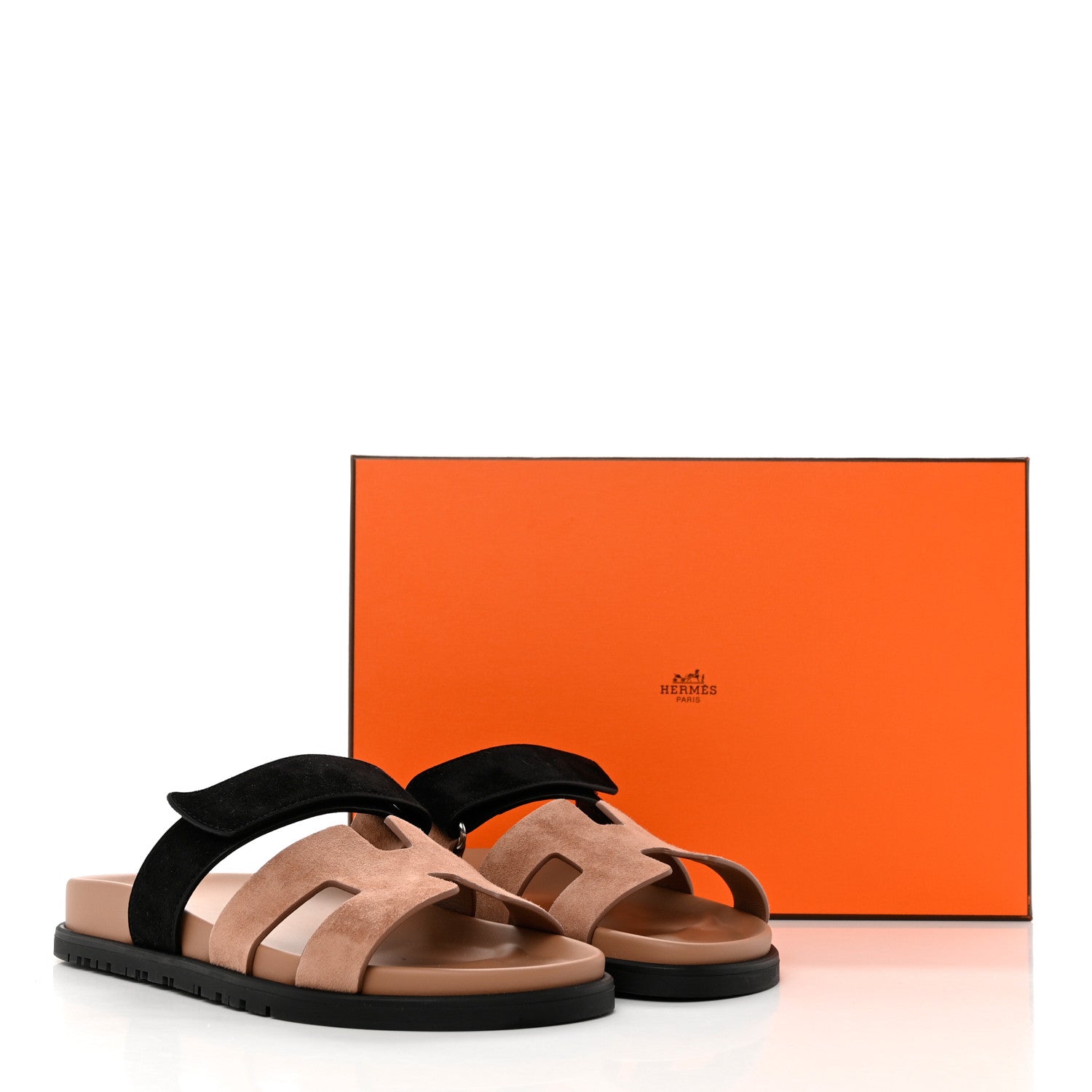 Hermes Suede Goatskin Womens Chypre Sandals 36 Rose Perle Black 9 of 9