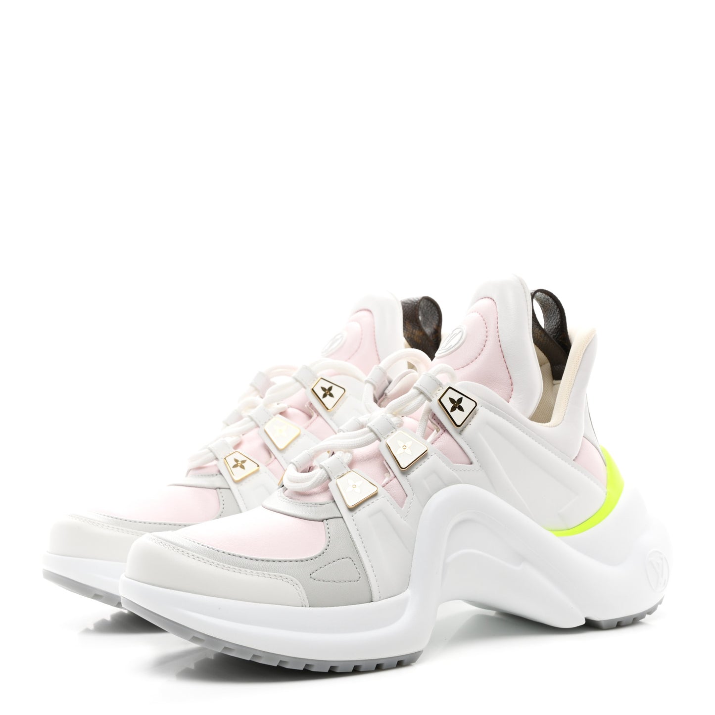 Calfskin LV Archlight Sneaker 40 Pink Gray Neon Yellow
