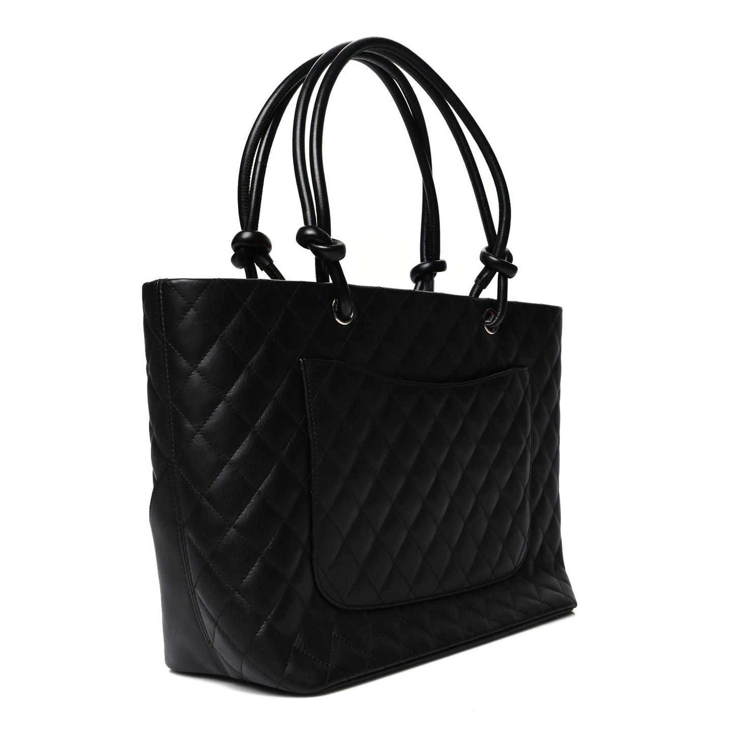 Calfskin Quilted Large Cambon Tote Black