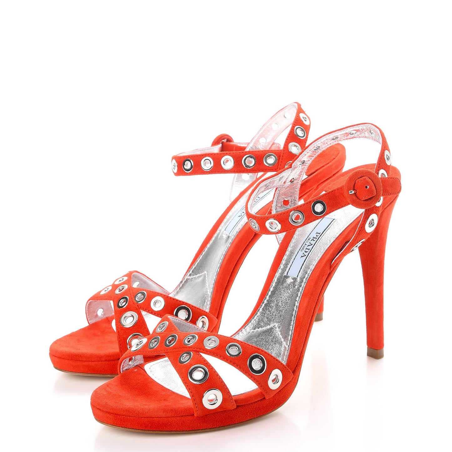 Suede Grommet Sandals 38.5 Red