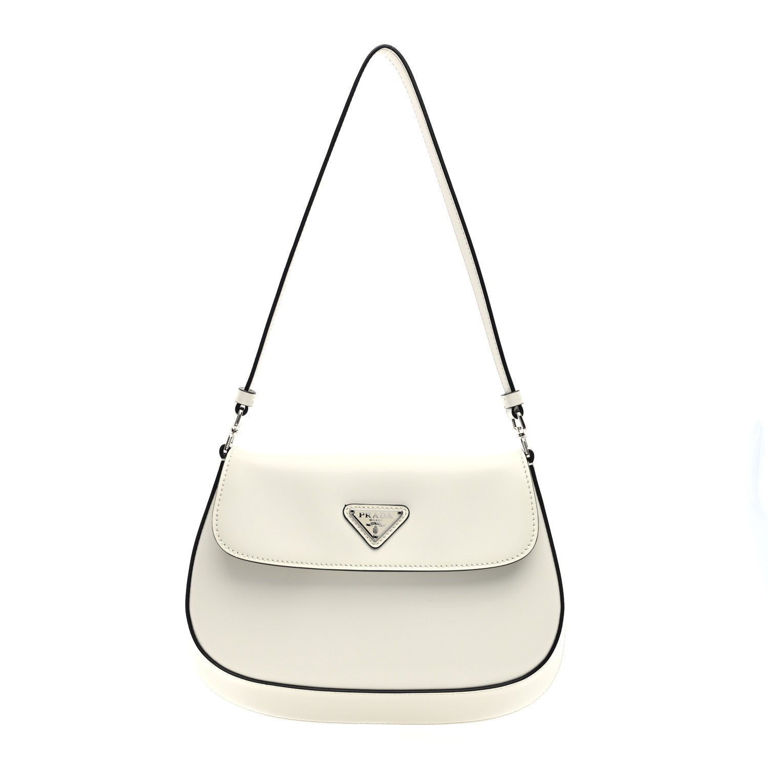Prada Spazzolato Cleo Flap Shoulder Bag White 1 of 9