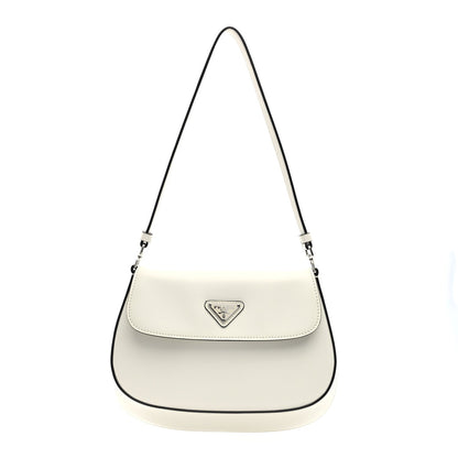 Prada Spazzolato Cleo Flap Shoulder Bag White 1 of 9