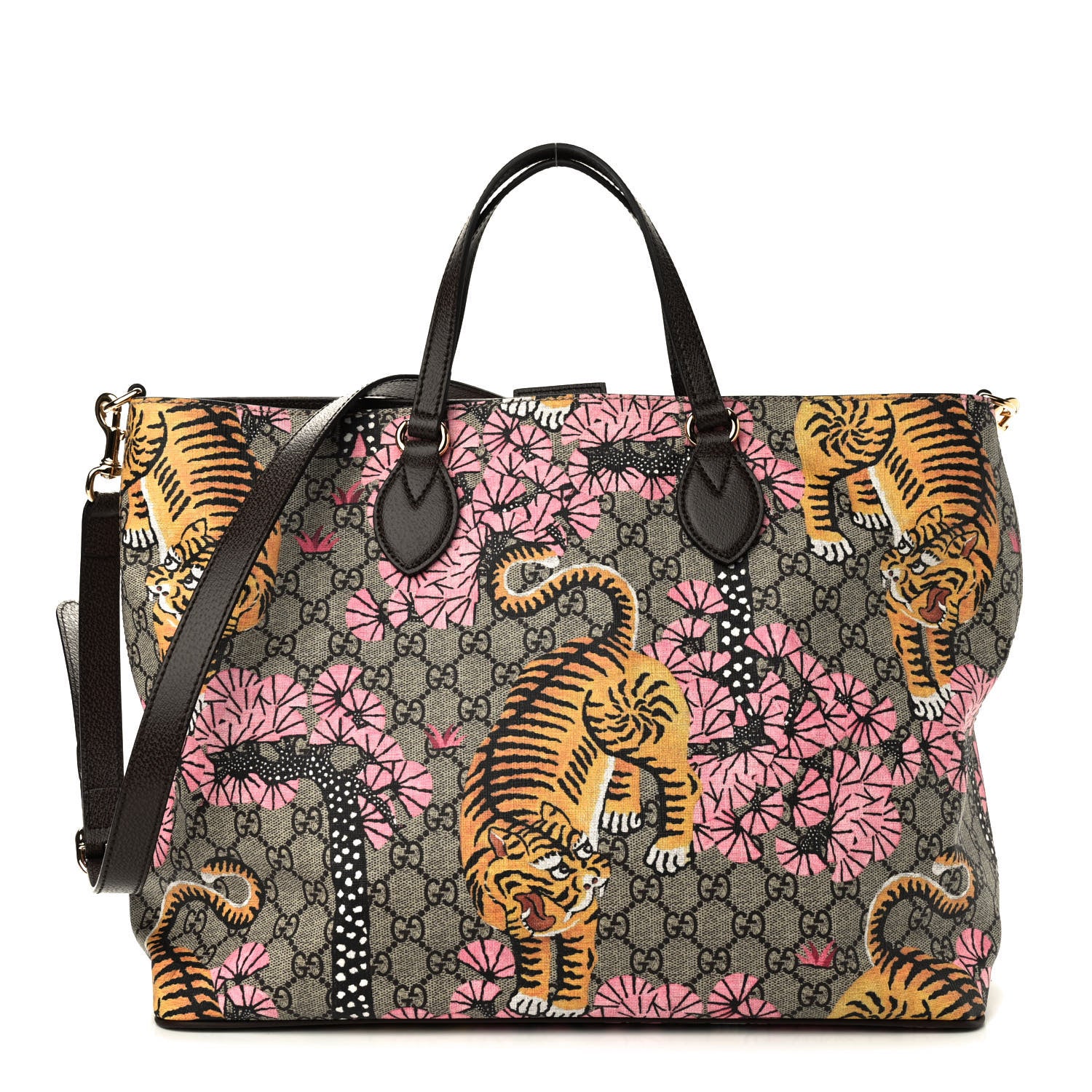 Gucci Soft GG Supreme Monogram Bengal Medium Crossbody Tote Beige Pink 1 of 9