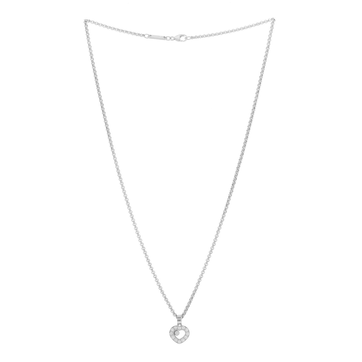 18K White Gold Happy Diamonds Heart Necklace
