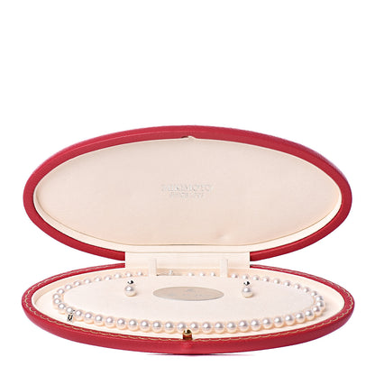 Mikimoto Sterling Silver 18K White Gold Akoya Pearl 7-8mm Strand Necklace Earring Set 10 of 10